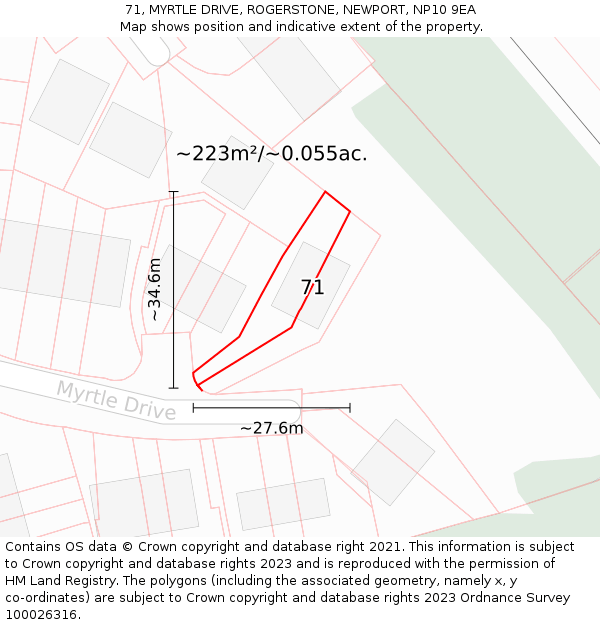 71, MYRTLE DRIVE, ROGERSTONE, NEWPORT, NP10 9EA: Plot and title map