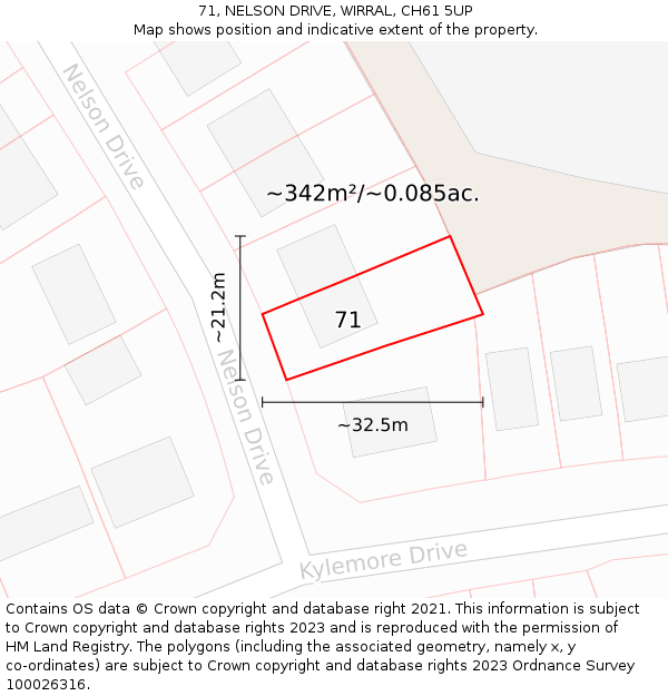 71, NELSON DRIVE, WIRRAL, CH61 5UP: Plot and title map