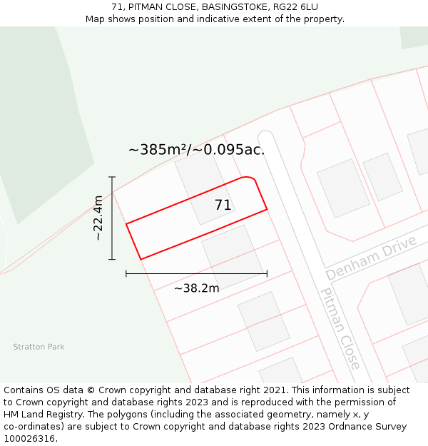 71, PITMAN CLOSE, BASINGSTOKE, RG22 6LU: Plot and title map