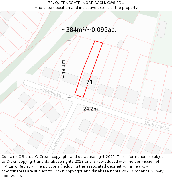 71, QUEENSGATE, NORTHWICH, CW8 1DU: Plot and title map