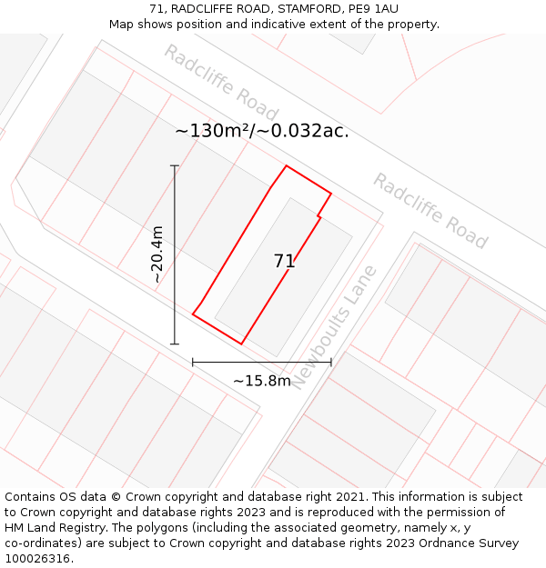 71, RADCLIFFE ROAD, STAMFORD, PE9 1AU: Plot and title map