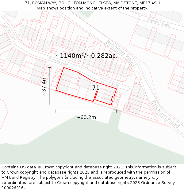 71, ROMAN WAY, BOUGHTON MONCHELSEA, MAIDSTONE, ME17 4SH: Plot and title map