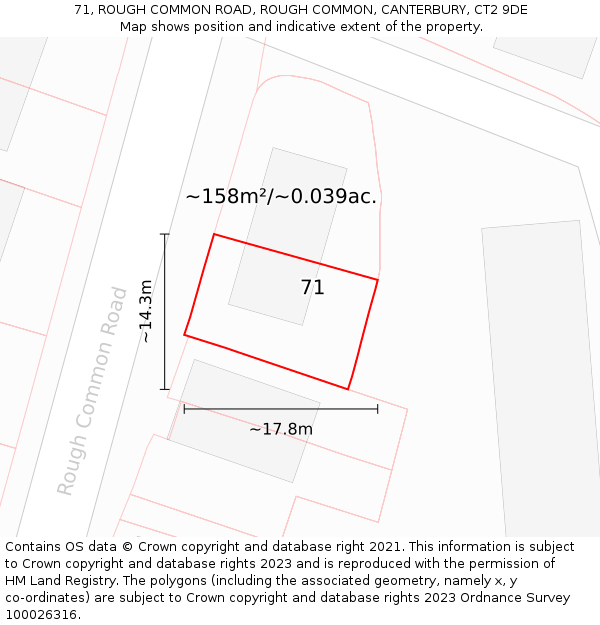 71, ROUGH COMMON ROAD, ROUGH COMMON, CANTERBURY, CT2 9DE: Plot and title map