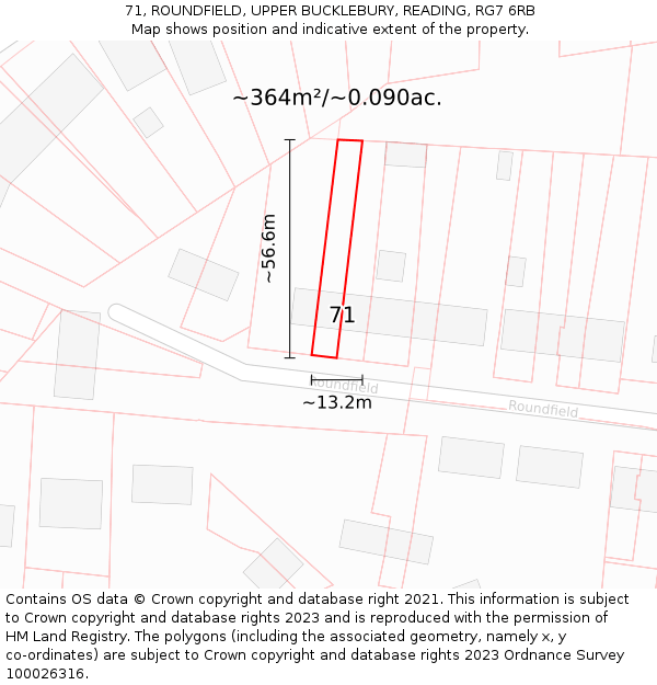 71, ROUNDFIELD, UPPER BUCKLEBURY, READING, RG7 6RB: Plot and title map
