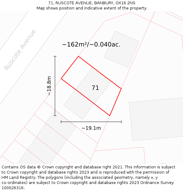 71, RUSCOTE AVENUE, BANBURY, OX16 2NS: Plot and title map