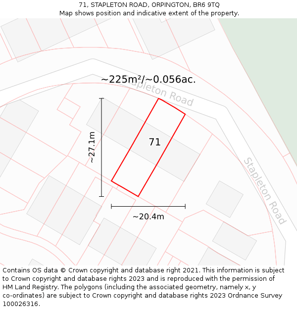 71, STAPLETON ROAD, ORPINGTON, BR6 9TQ: Plot and title map