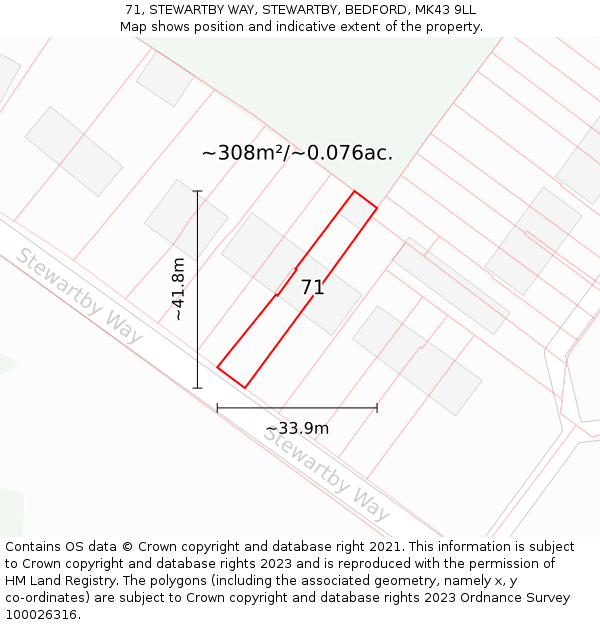 71, STEWARTBY WAY, STEWARTBY, BEDFORD, MK43 9LL: Plot and title map