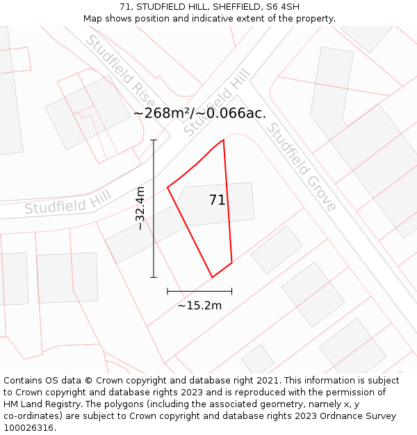 71, STUDFIELD HILL, SHEFFIELD, S6 4SH: Plot and title map