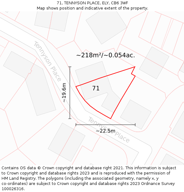 71, TENNYSON PLACE, ELY, CB6 3WF: Plot and title map