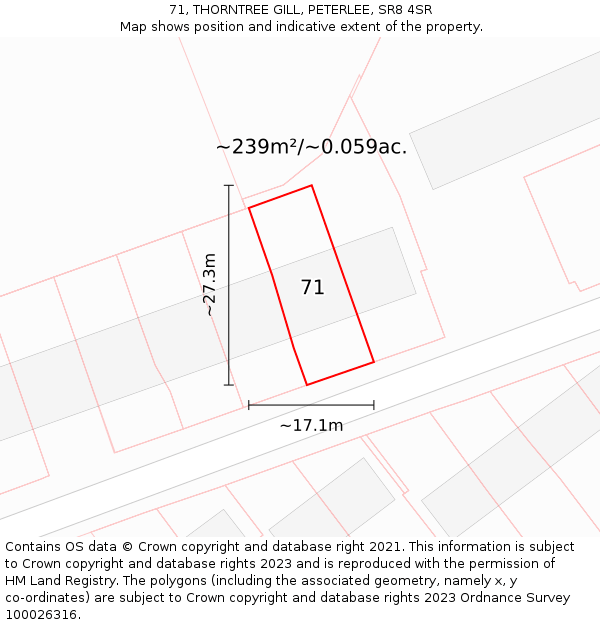 71, THORNTREE GILL, PETERLEE, SR8 4SR: Plot and title map