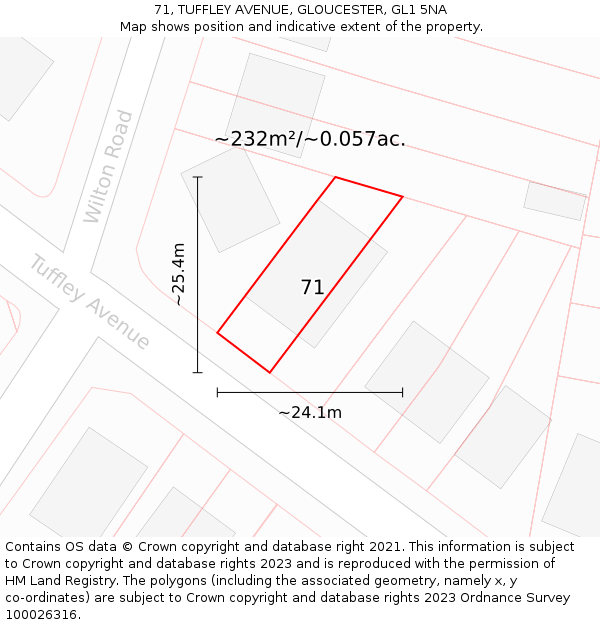 71, TUFFLEY AVENUE, GLOUCESTER, GL1 5NA: Plot and title map