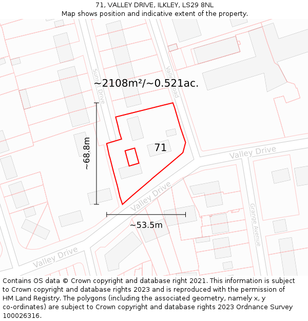 71, VALLEY DRIVE, ILKLEY, LS29 8NL: Plot and title map