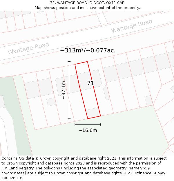 71, WANTAGE ROAD, DIDCOT, OX11 0AE: Plot and title map