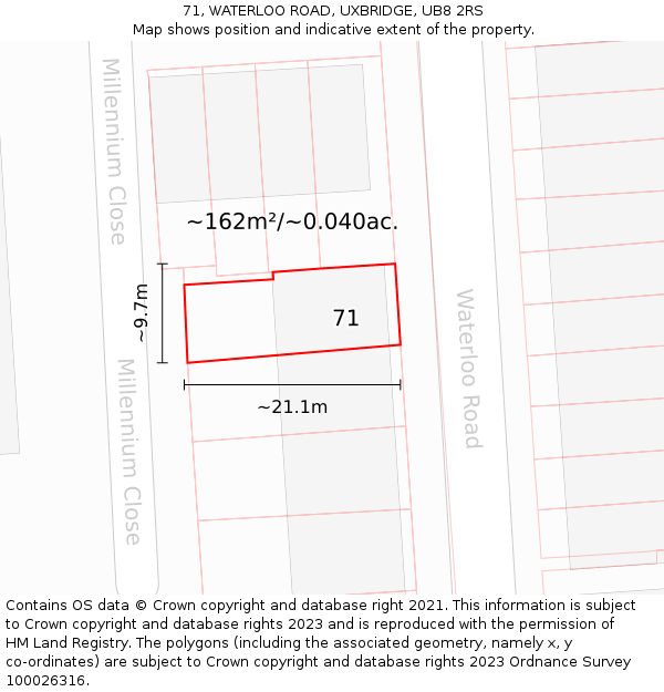 71, WATERLOO ROAD, UXBRIDGE, UB8 2RS: Plot and title map