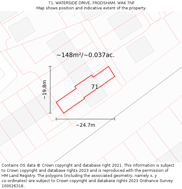 71, WATERSIDE DRIVE, FRODSHAM, WA6 7NF: Plot and title map