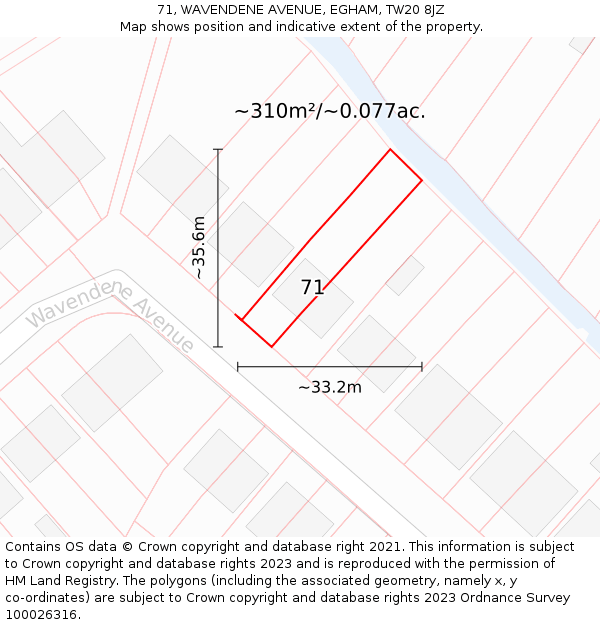 71, WAVENDENE AVENUE, EGHAM, TW20 8JZ: Plot and title map
