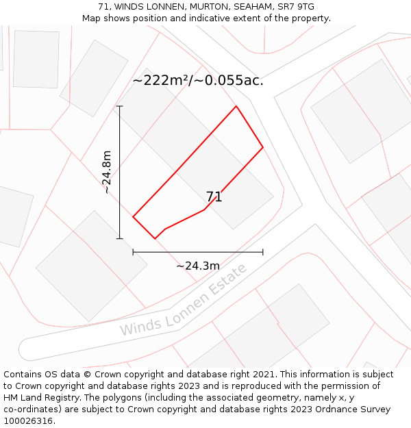 71, WINDS LONNEN, MURTON, SEAHAM, SR7 9TG: Plot and title map