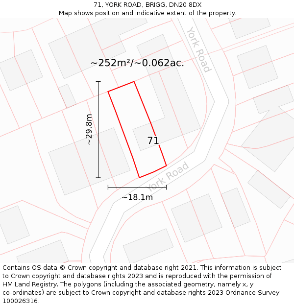71, YORK ROAD, BRIGG, DN20 8DX: Plot and title map