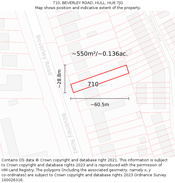 710, BEVERLEY ROAD, HULL, HU6 7JG: Plot and title map