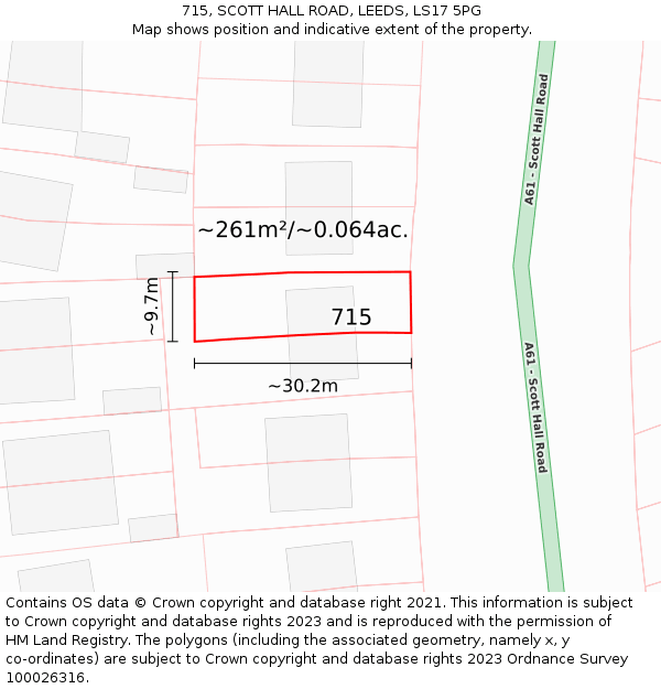 715, SCOTT HALL ROAD, LEEDS, LS17 5PG: Plot and title map
