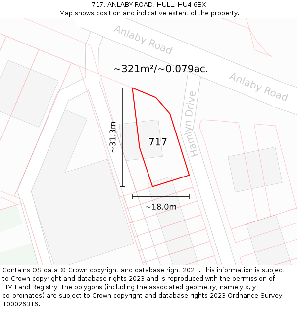 717, ANLABY ROAD, HULL, HU4 6BX: Plot and title map