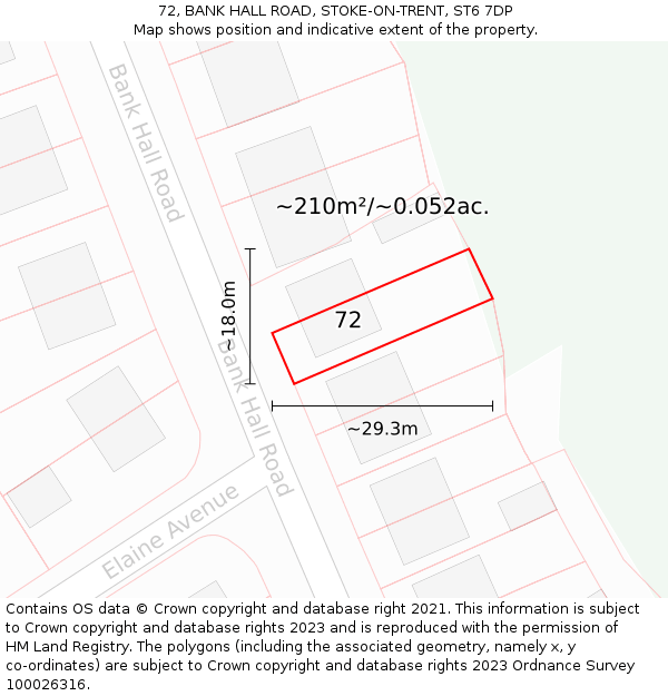 72, BANK HALL ROAD, STOKE-ON-TRENT, ST6 7DP: Plot and title map