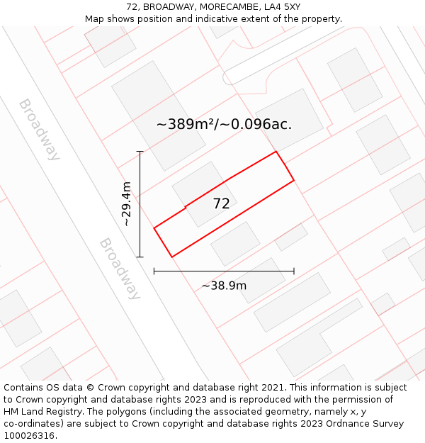 72, BROADWAY, MORECAMBE, LA4 5XY: Plot and title map