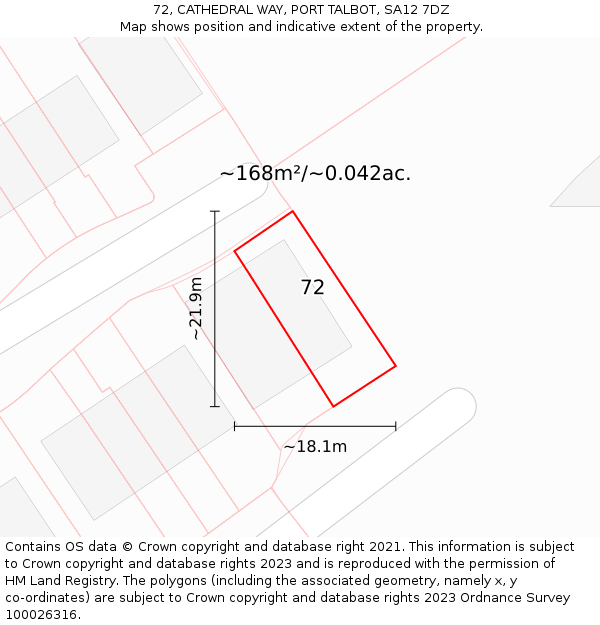 72, CATHEDRAL WAY, PORT TALBOT, SA12 7DZ: Plot and title map