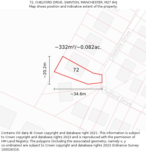 72, CHELFORD DRIVE, SWINTON, MANCHESTER, M27 9HJ: Plot and title map