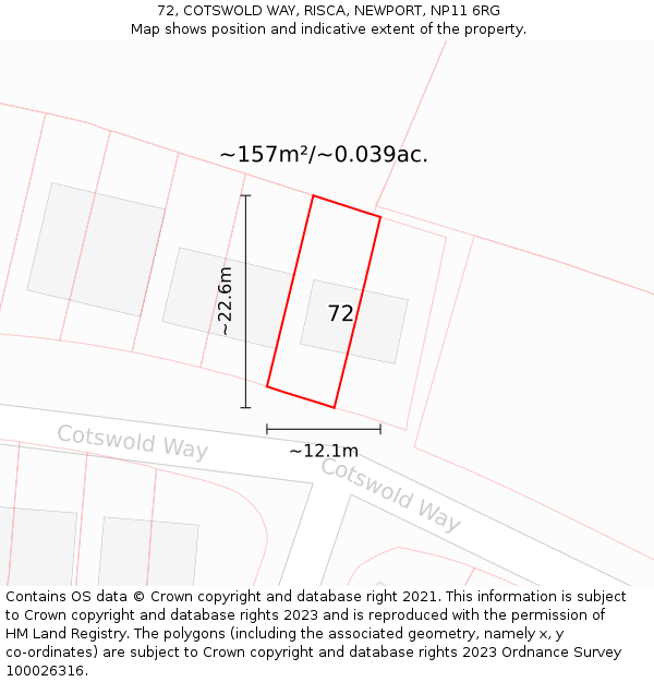 72, COTSWOLD WAY, RISCA, NEWPORT, NP11 6RG: Plot and title map