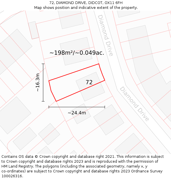 72, DIAMOND DRIVE, DIDCOT, OX11 6FH: Plot and title map