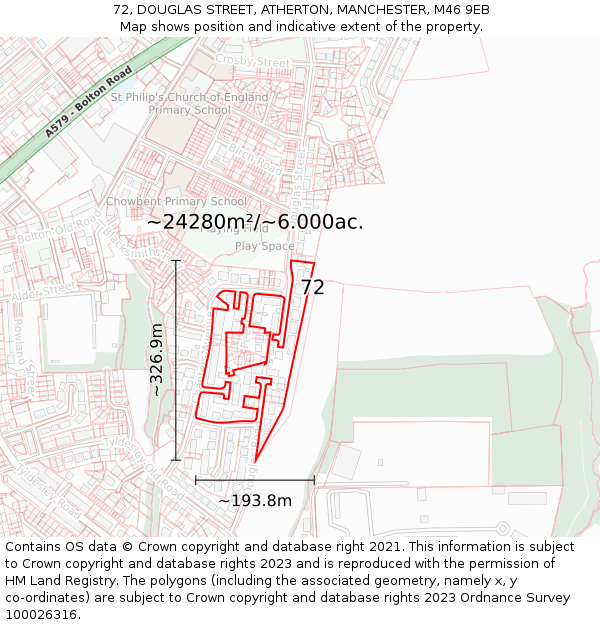 72, DOUGLAS STREET, ATHERTON, MANCHESTER, M46 9EB: Plot and title map