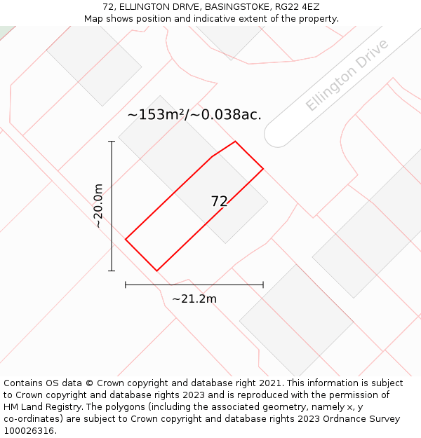 72, ELLINGTON DRIVE, BASINGSTOKE, RG22 4EZ: Plot and title map