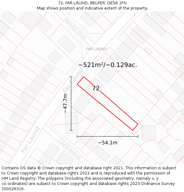 72, FAR LAUND, BELPER, DE56 1FN: Plot and title map