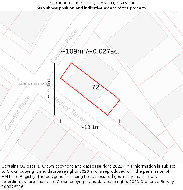 72, GILBERT CRESCENT, LLANELLI, SA15 3RF: Plot and title map
