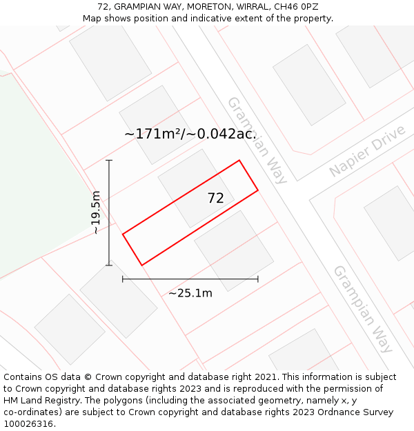 72, GRAMPIAN WAY, MORETON, WIRRAL, CH46 0PZ: Plot and title map