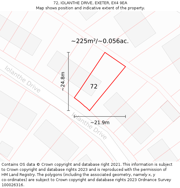 72, IOLANTHE DRIVE, EXETER, EX4 9EA: Plot and title map