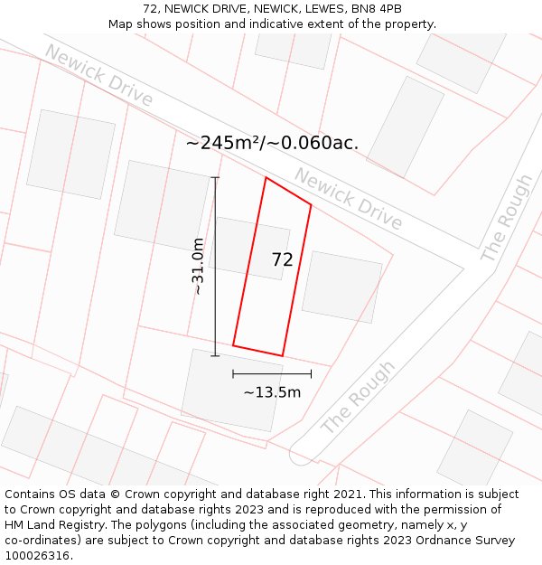 72, NEWICK DRIVE, NEWICK, LEWES, BN8 4PB: Plot and title map