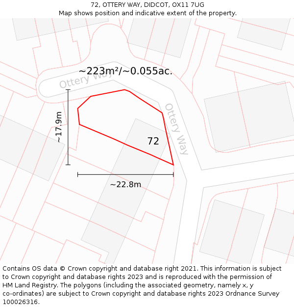 72, OTTERY WAY, DIDCOT, OX11 7UG: Plot and title map