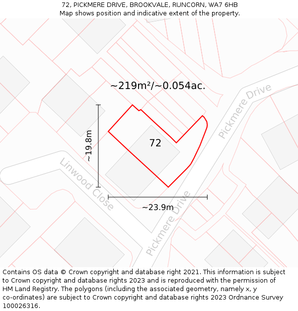 72, PICKMERE DRIVE, BROOKVALE, RUNCORN, WA7 6HB: Plot and title map