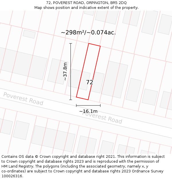 72, POVEREST ROAD, ORPINGTON, BR5 2DQ: Plot and title map