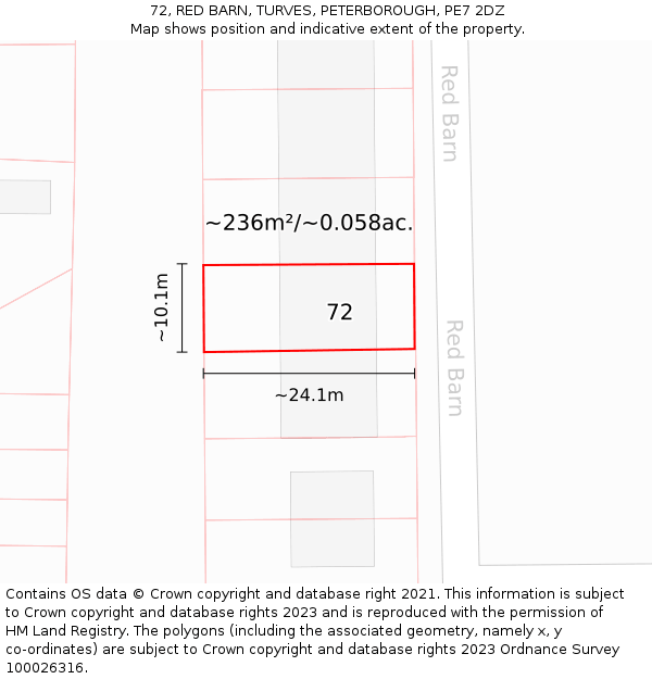 72, RED BARN, TURVES, PETERBOROUGH, PE7 2DZ: Plot and title map