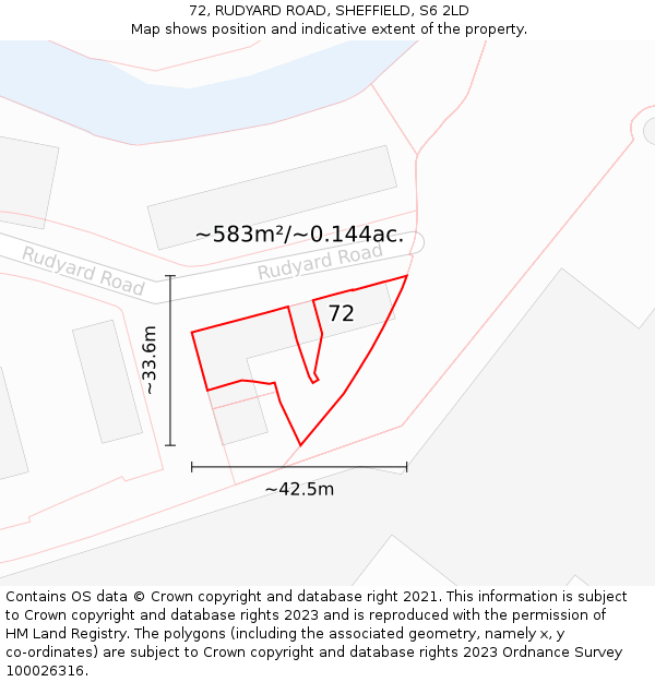 72, RUDYARD ROAD, SHEFFIELD, S6 2LD: Plot and title map