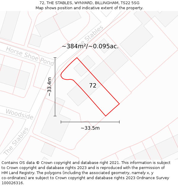 72, THE STABLES, WYNYARD, BILLINGHAM, TS22 5SG: Plot and title map