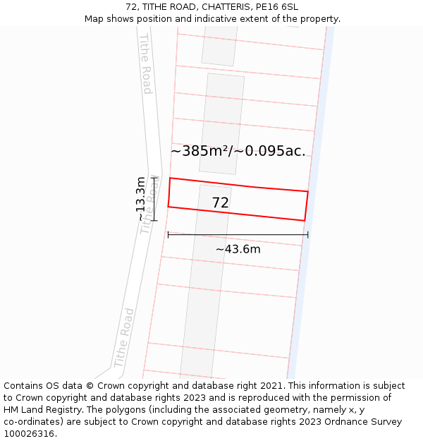 72, TITHE ROAD, CHATTERIS, PE16 6SL: Plot and title map