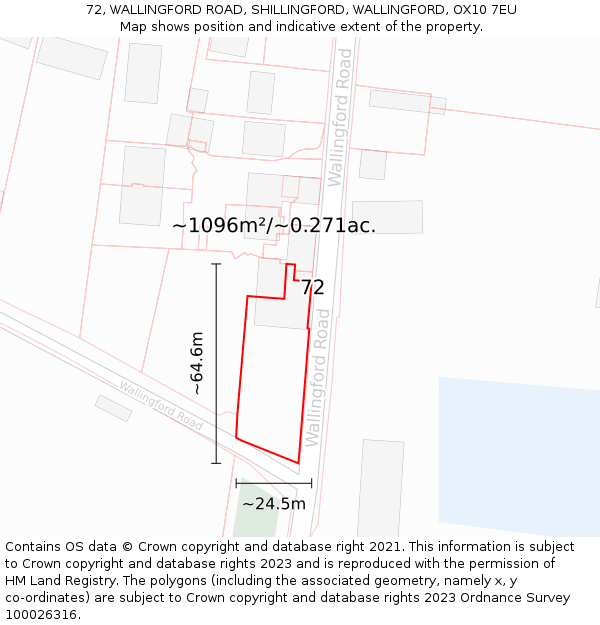 72, WALLINGFORD ROAD, SHILLINGFORD, WALLINGFORD, OX10 7EU: Plot and title map