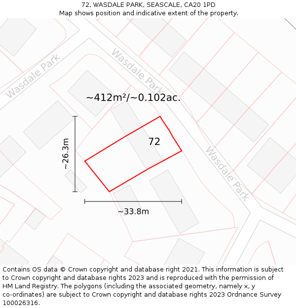 72, WASDALE PARK, SEASCALE, CA20 1PD: Plot and title map