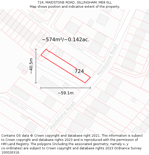 724, MAIDSTONE ROAD, GILLINGHAM, ME8 0LL: Plot and title map