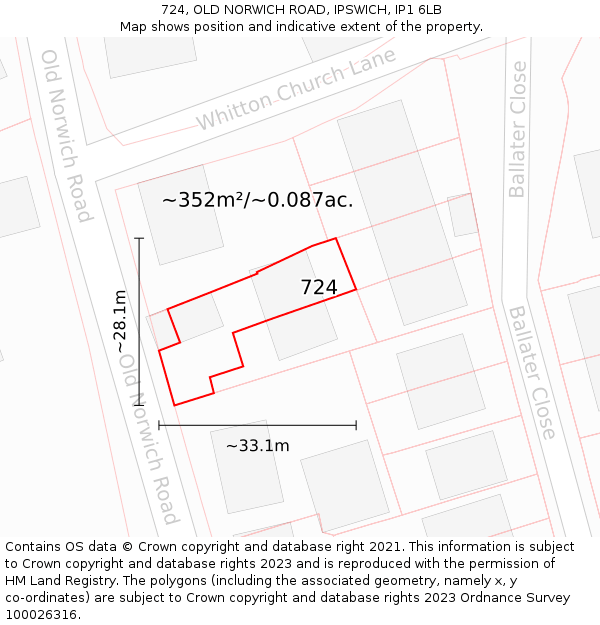 724, OLD NORWICH ROAD, IPSWICH, IP1 6LB: Plot and title map