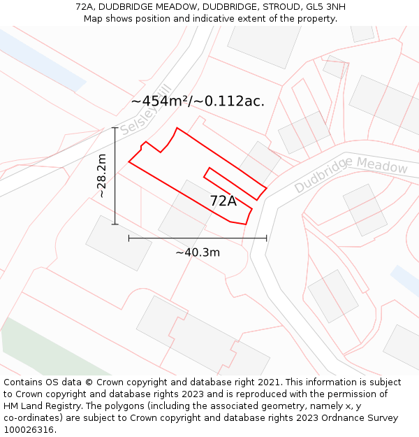 72A, DUDBRIDGE MEADOW, DUDBRIDGE, STROUD, GL5 3NH: Plot and title map